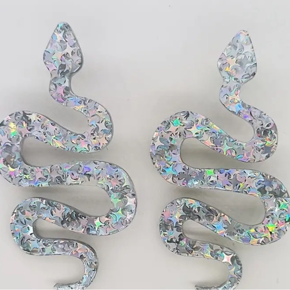 NWT glitter snake resin earrings